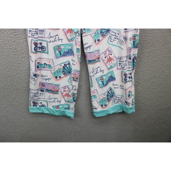 Munki Munki Pajama Set Postcards-Size Medium-Drawstring-Pockets-Capri - Picture 14 of 16